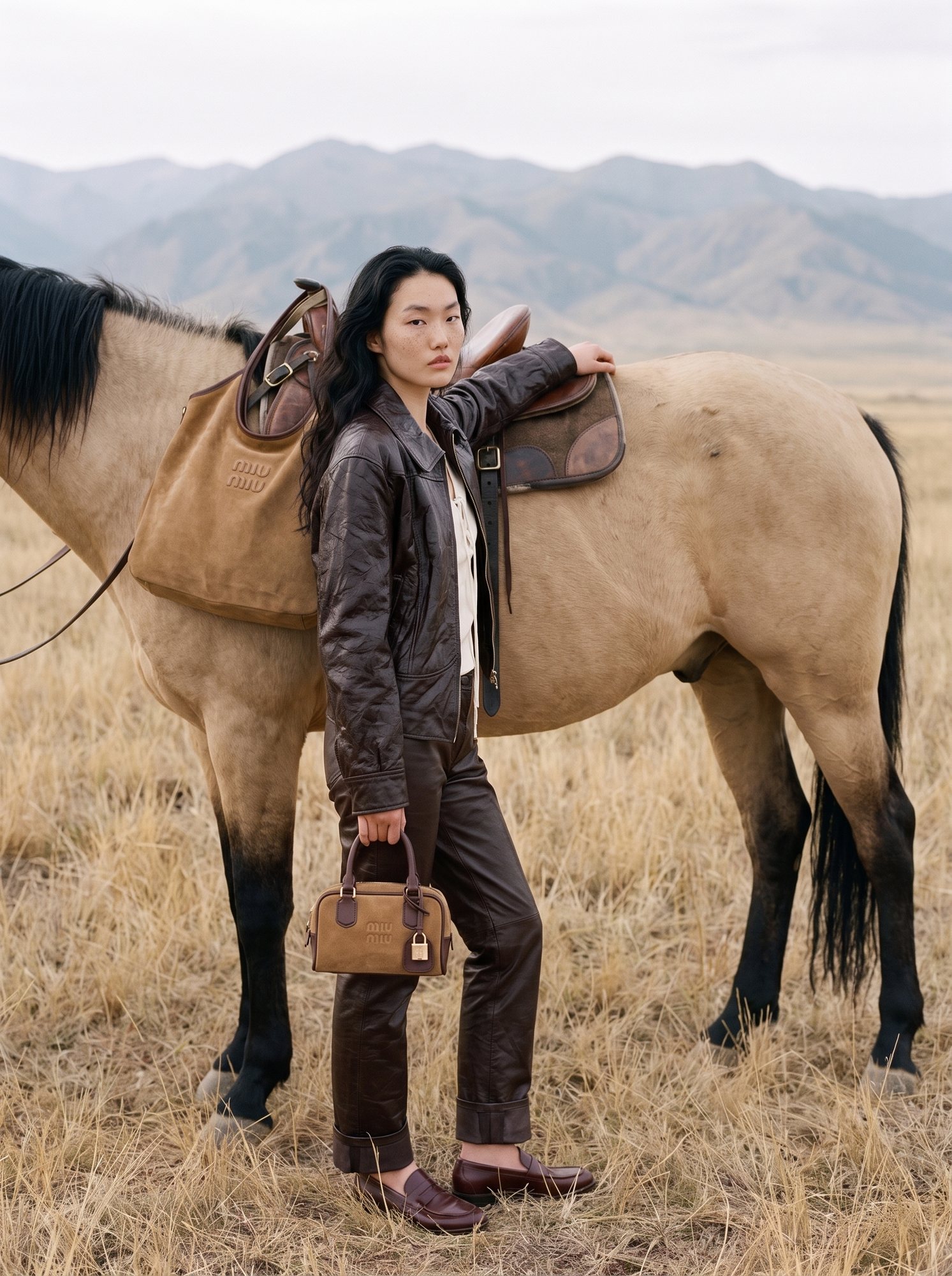 Miu Miu — standing beside the horse