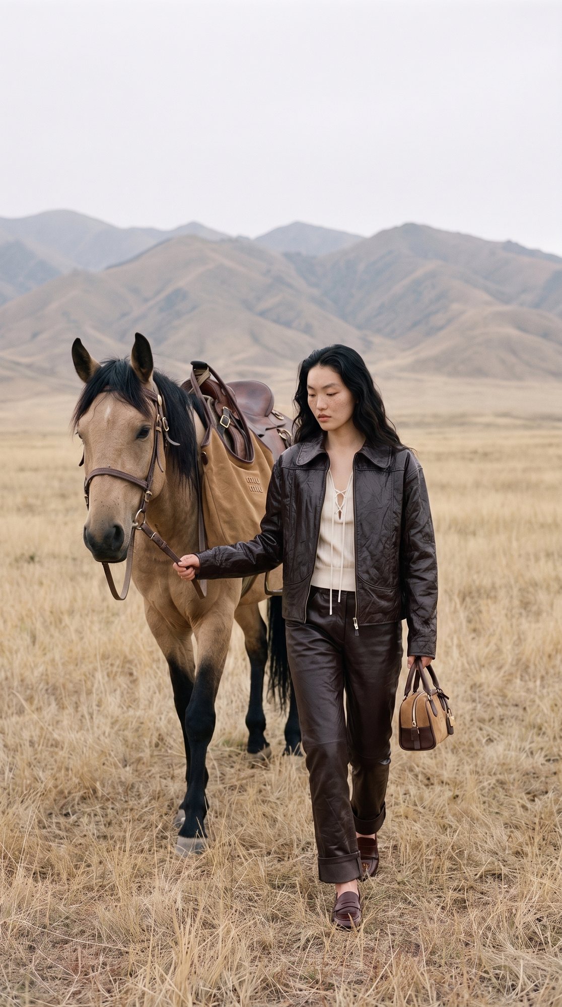 Miu Miu — walking the horse across the steppe